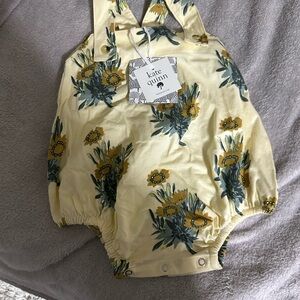Kate Quinn Organic Cotton Sunflower Bubble Romper | 3–6 Months | NWT